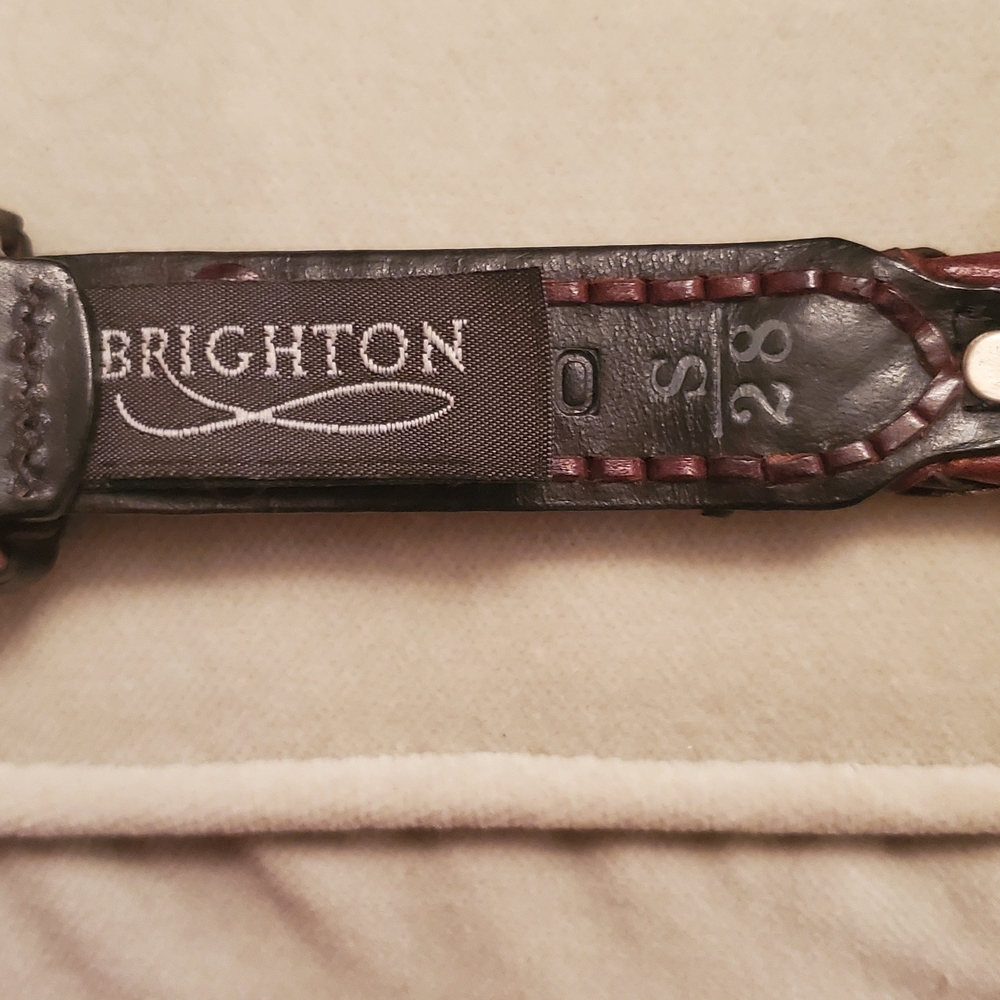 Brighton Leather Brown Cowgirl Belt with Silver Buckle and Conchos - Picture 2 of 9